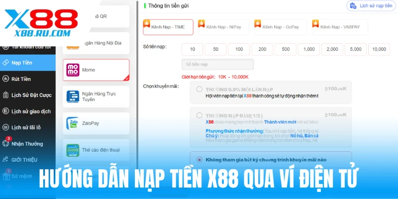 Quy trình nạp tiền tài khoản nhanh qua ví điện tử